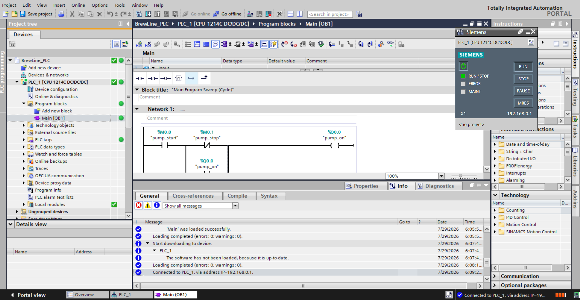 TIA Portal Ladder Logic